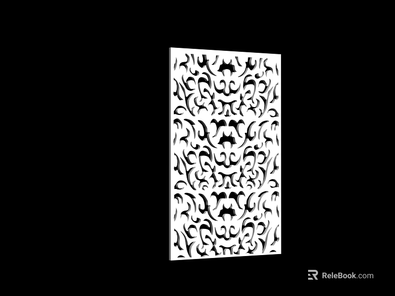 White Decorative Room Divider With Intricate Black Patterns For Home Interior 3d model 