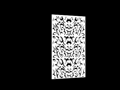 White Decorative Room Divider With Intricate Black Patterns For Home Interior 3d model