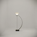 Modern Curved Metal Floor Lamp With White Shade And Elegant Marble Base
