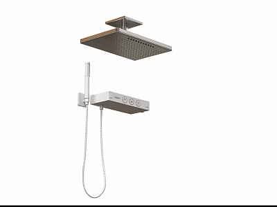 Contemporary Shower System With Overhead Square Head Handheld Sprayer And Control Panel 3d model