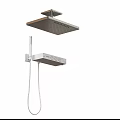 Contemporary Shower System With Overhead Square Head Handheld Sprayer And Control Panel