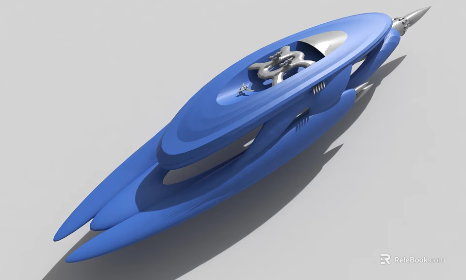 Futuristic Blue Streamlined Concept Craft With Sleek Aerodynamic Design And Metallic Accents 3d model 