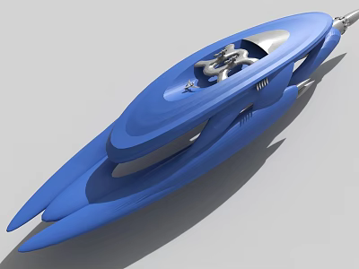 Futuristic Blue Streamlined Concept Craft With Sleek Aerodynamic Design And Metallic Accents 3d model
