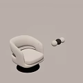 Modern Leisure Chair with Curved Armrests White Upholstery Black Round Base and Decorative Spherical Accents