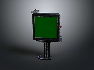 Outdoor Digital Information Display With Green Screen And Black Frame Stand 3d model