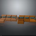 Modern L shaped Sofas Featuring Coral And Orange Tones With Blue Accent Cushions