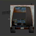 Old Food Truck With Rusty Roof And Colorful Graffiti FOOD Illustration