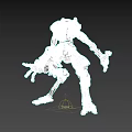 Detailed Mechanical Robot Game Character With Industrial Design And Armored Joints