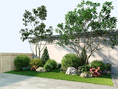 Grapefruit Tree Shrub Flower Mirror Combination Courtyard Greening Plant Configuration Simple Plant Configuration Shrub Ball Flower Mirror 3d model