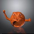 Angry Red Round Character With Raised Arms And Open Mouth Expression