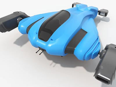 Futuristic Blue Warship with Streamlined Structure Black Thrusters and Advanced Features 3d model