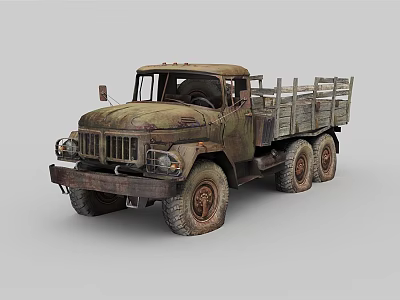 Old Rusty Green Six Wheel Truck With Wooden Cargo Bed Exterior 3d model Old Rusty Green Six Wheel Truck With Wooden Cargo Bed Exterior 3d model