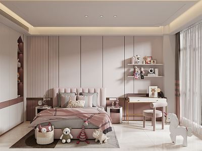 Modern Children's Room Girls Room 3d model