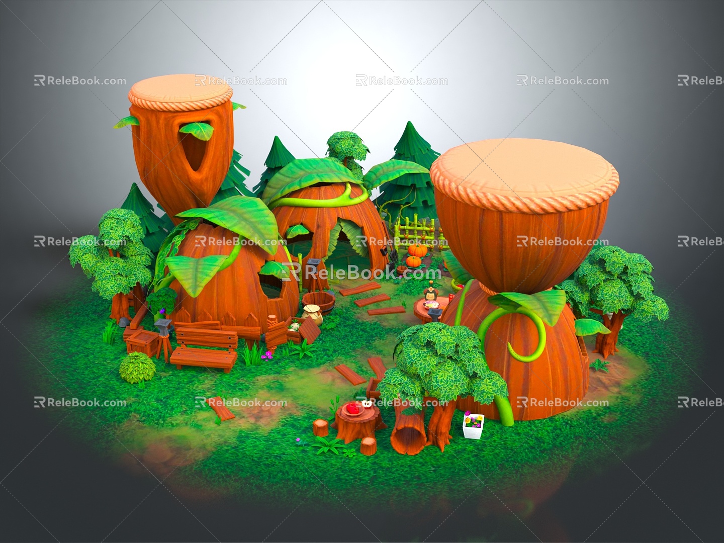 Modern Cartoon Scene Cartoon Wooden House Cartoon House Cartoon Small House 3d model