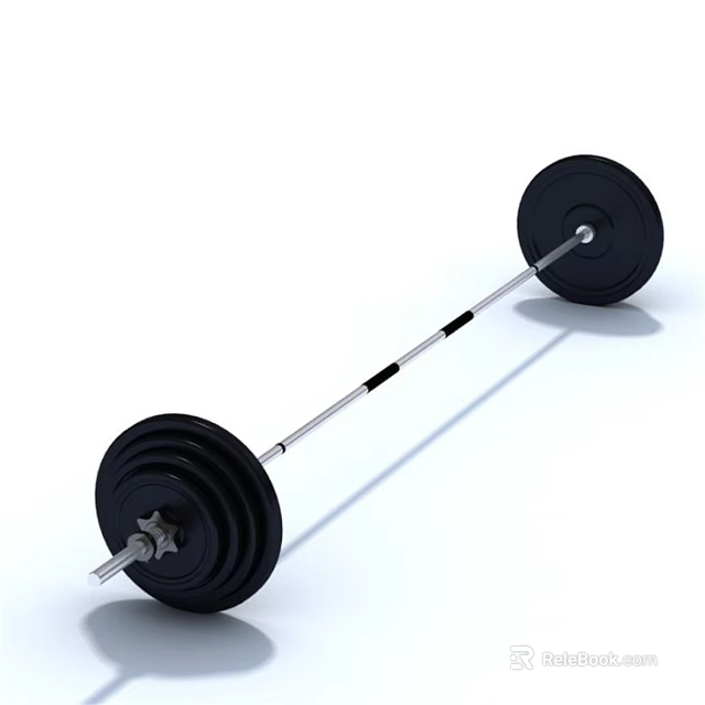 Sports Equipment Barbell With Black Weight Plates And Metal Bar For Strength Training 3d model 