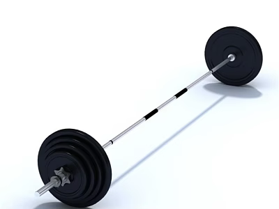 Sports Equipment Barbell With Black Weight Plates And Metal Bar For Strength Training 3d model