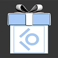 Daily Necessities Blue Gift Box With White Ribbon Bow And Number 10 Symbols