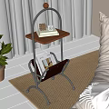 Modern Side Table with Metal Frame and Wooden Top in Bright Living Room Holding Magazines