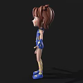3D Cartoon Woman in Blue and Yellow Leotard with Yellow Gloves Boots