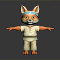 Cute Cartoon Fox Game Movie Character With Blue Headband White Outfit And Orange Ears Paws
