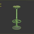 Modern Bar Stool With Wooden Seat Metal Frame Circular Base And Footrest