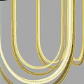 Modern U Shaped Metallic Chandelier With Illuminated Tubes In Minimalist Room