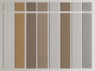 Decorative Wall Panels With Various Colors And Striped Patterns For Interior Design 3d model