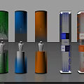 Colorful Public Information Columns With Interactive Display For Event Info And Map In Public Area