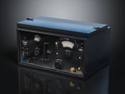 Vintage Style Household Electrical Appliance With Black Enclosure Control Panel Knobs And Gauges 3d model