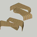 Modern Wooden Landscape Seating With Curved Slatted Design For Outdoor Garden