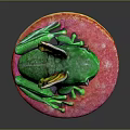 Green Reptile With Colorful Butterfly Wings Sitting On Red Mushroom