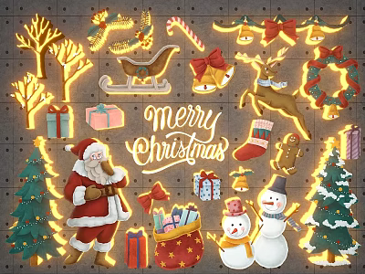 Christmas Christmas elements Christmas lighting wall decorations 3d model