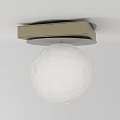 Modern Ceiling Light With Golden Rectangular Frame And White Spherical Glass Shade