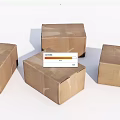 Four Brown Taped Cartons on White Background for Packaging