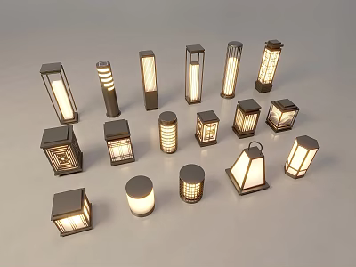 Multiple Outdoor Lights Featuring Different Designs And Decorative Styles For Exterior Use 3d model