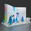 Open Pop-up Book Display With Colorful Christmas Trees Polar Bear And Decorative Balls