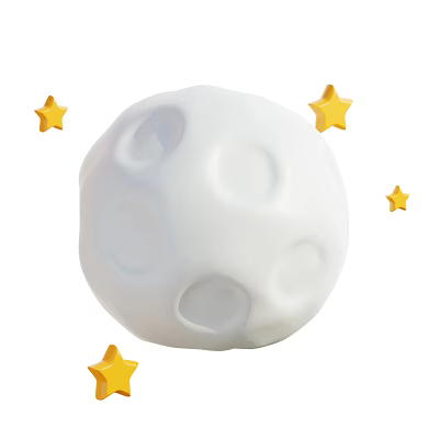 White Moon Shaped Decorative Ornament Set With Yellow Stars For Home Decor 3d model