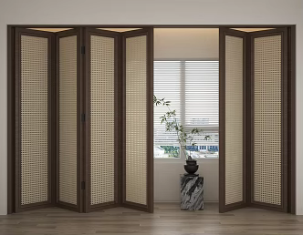 Quiet Folding Door Woven Log Folding Door 3d model