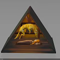 Creative Triangular Furniture Design With Reclining Figure And Animal Motif