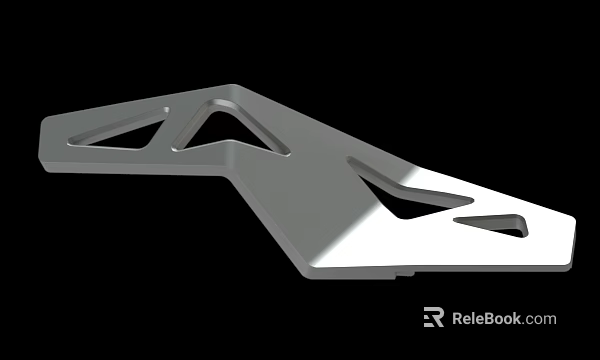 Silver Metal Mechanical Part With Geometric Cutouts And Shiny Surface 3d model 