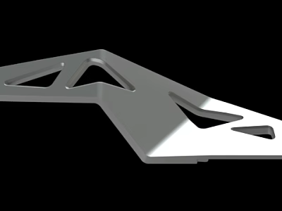 Silver Metal Mechanical Part With Geometric Cutouts And Shiny Surface 3d model