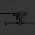 Green Military Artillery Cannon With Mounted Tripod Base And 3D Model Design