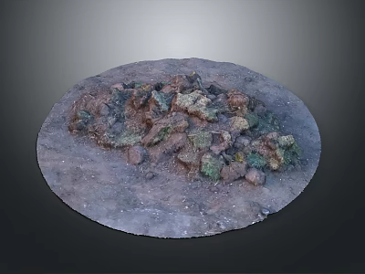 Natural Wood and Stone Mixed Decorative Round Surface with Textured Elements and Earthy Tones 3d model