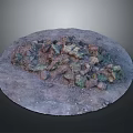 Natural Wood and Stone Mixed Decorative Round Surface with Textured Elements and Earthy Tones