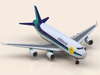 Galaxy Air Airliner With Four Engines And Distinctive Design 3d model