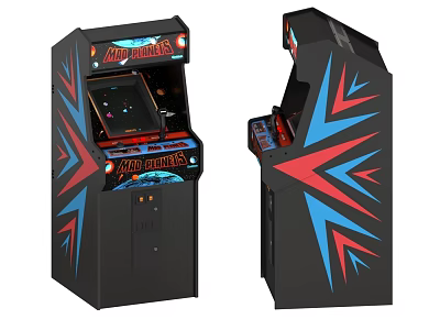 Retro Arcade Machine For Zombie Apocalypse Game With Black Red Blue Geometric Patterns 3d model