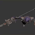 Fantasy Warrior In Purple And Gold Armor With Sword And Shield