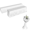 Long Conference Tables With White Tablecloths And Small Round Table With Flowers And Wine Glasses