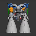 High Performance 3D Rocket Engine Equipment With Twin Large Nozzles And Colored Structural Components