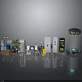 Miniature Industrial Lab Furniture Model Featuring Equipment Cabinets Machines And Plants